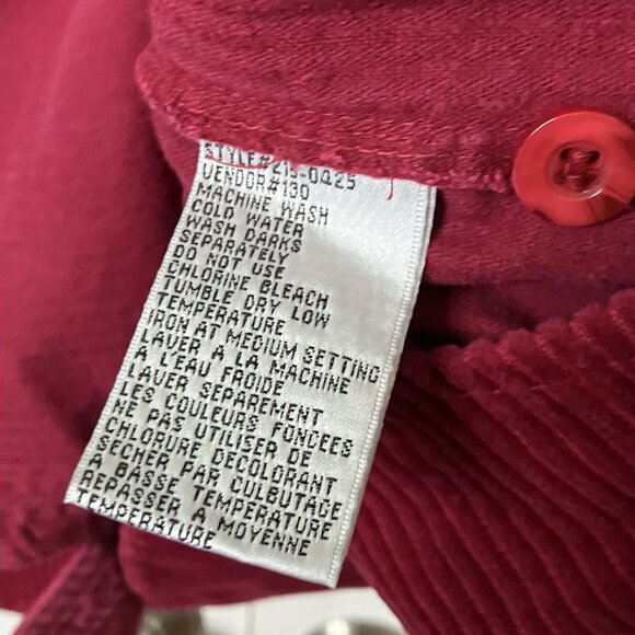 Vintage Cotton Ginny Shirt Womens Red Corduroy Shacket Button Up Whimsigoth - Picture 5 of 8
